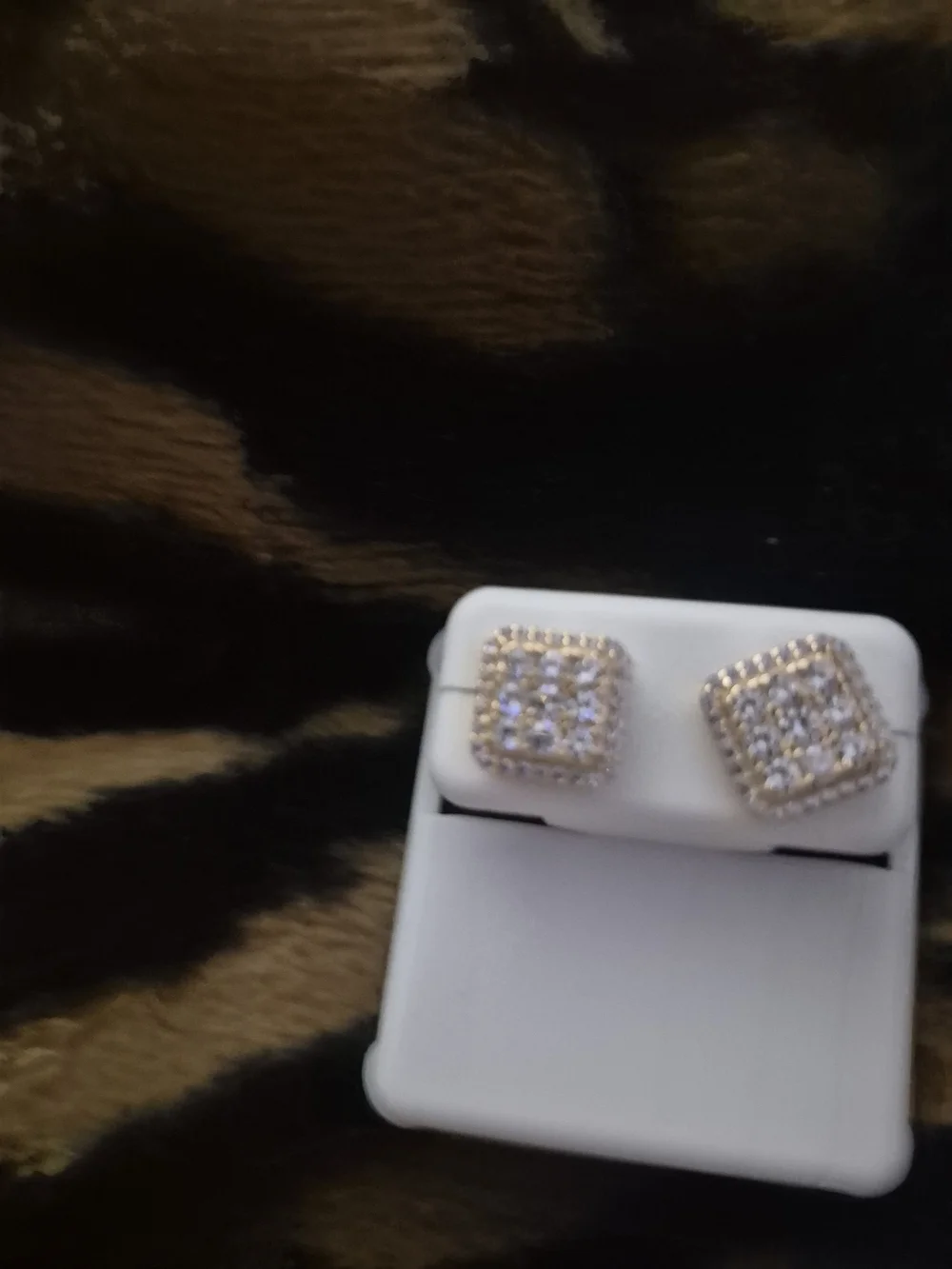 18k Gold Vermier Square Stud Earrings